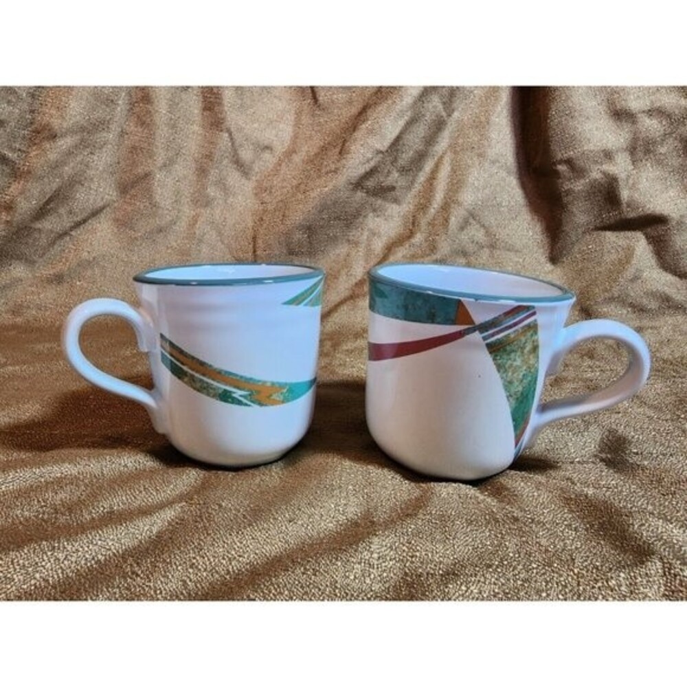 Noritake Stoneware New West 8696 Set of (2) Large Coffee Mugs Santa Fe Japan Ret